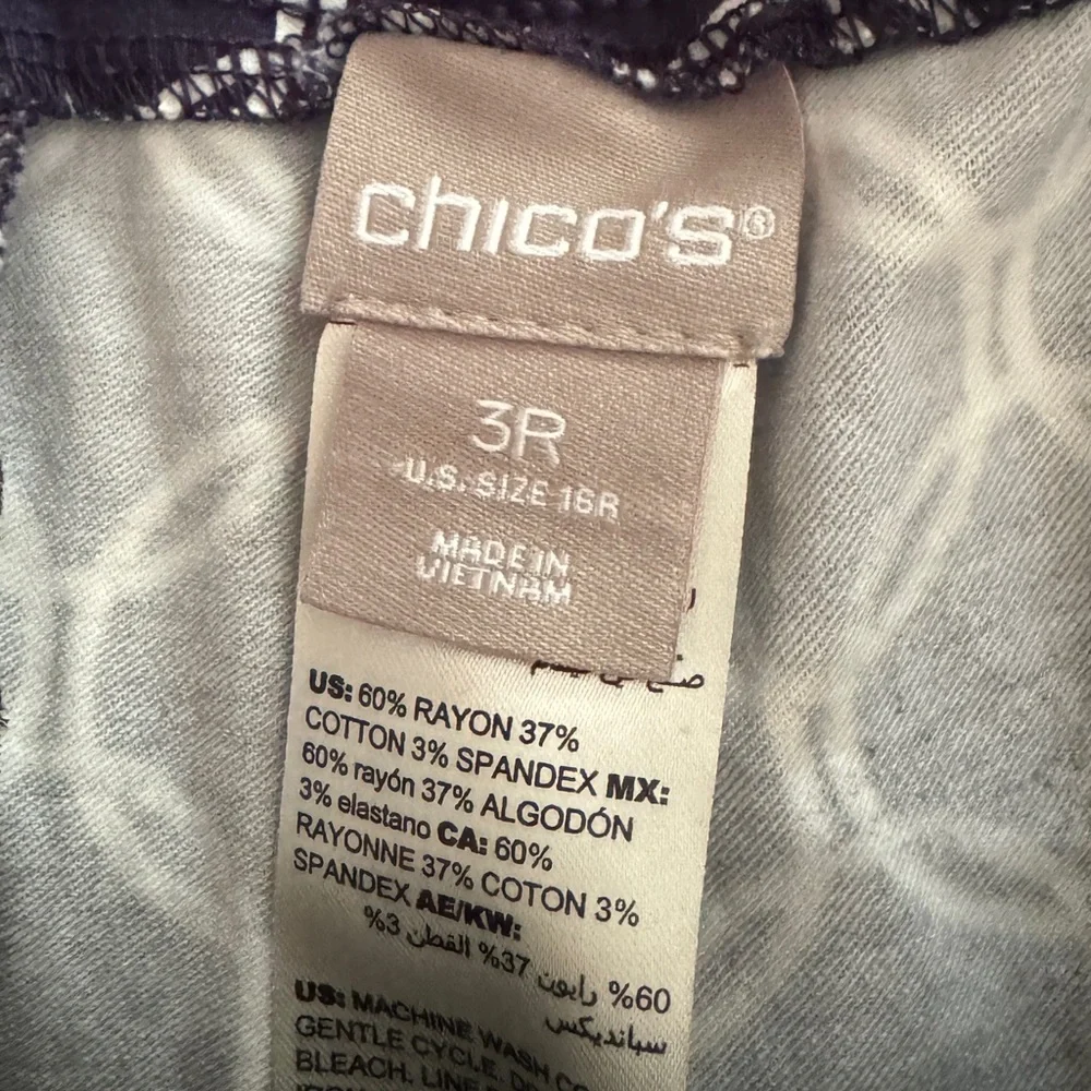 Chico’s blue/white pants, pockets, waistband, sz 3R (16) - Picture 5 of 6